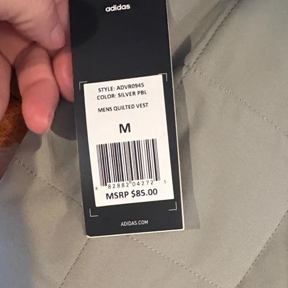 NWT Adidas Men's Light Gray Quilted Vest - sz M - Picture 4 of 4